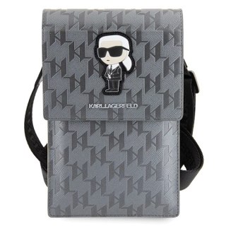 Torebka Karl Lagerfeld Saffiano Monogram Ikonik - srebrna