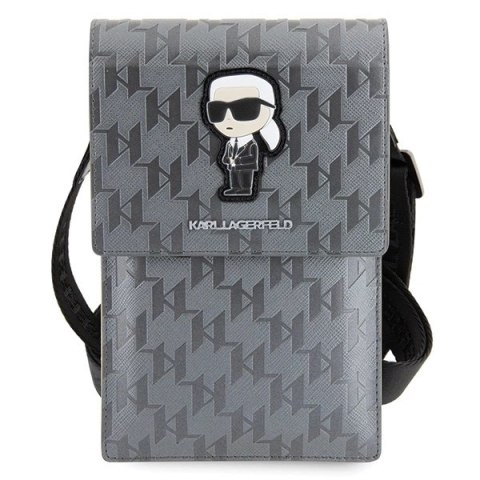 Torebka Karl Lagerfeld Saffiano Monogram Ikonik - srebrna Torebka Karl Lagerfeld Saffiano Monogram Ikonik - srebrna