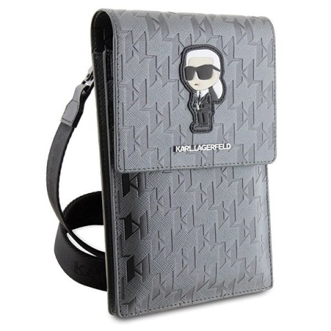 Torebka Karl Lagerfeld Saffiano Monogram Ikonik - srebrna Torebka Karl Lagerfeld Saffiano Monogram Ikonik - srebrna