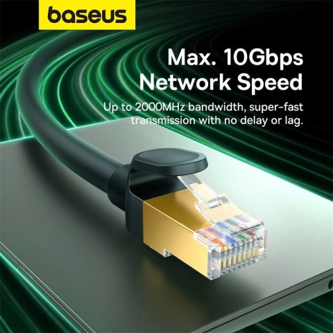 Baseus szybki kabel sieciowy RJ-45 cat.8 40Gbps 1m okrągły - czarny Baseus szybki kabel sieciowy RJ-45 cat.8 40Gbps 1m okrągły - czarny