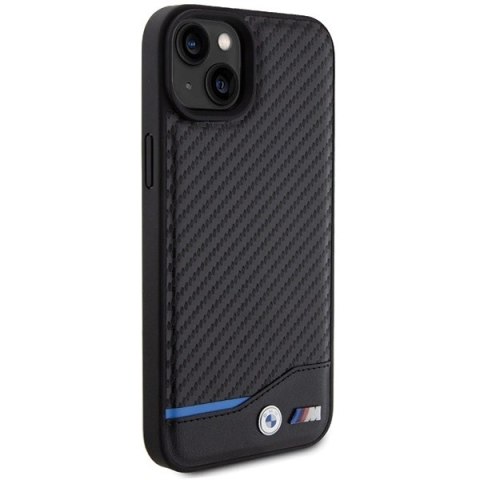 Etui BMW Leather Carbon na iPhone 15 Plus - czarne Etui BMW Leather Carbon na iPhone 15 Plus - czarne