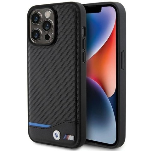 Etui BMW Leather Carbon na iPhone 15 Pro Max - czarne Etui BMW Leather Carbon na iPhone 15 Pro Max - czarne