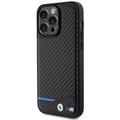 Etui BMW Leather Carbon na iPhone 15 Pro Max - czarne Etui BMW Leather Carbon na iPhone 15 Pro Max - czarne