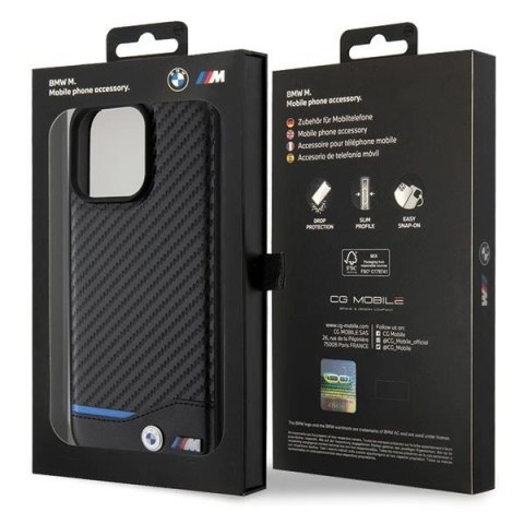 Etui BMW Leather Carbon na iPhone 15 Pro Max - czarne Etui BMW Leather Carbon na iPhone 15 Pro Max - czarne