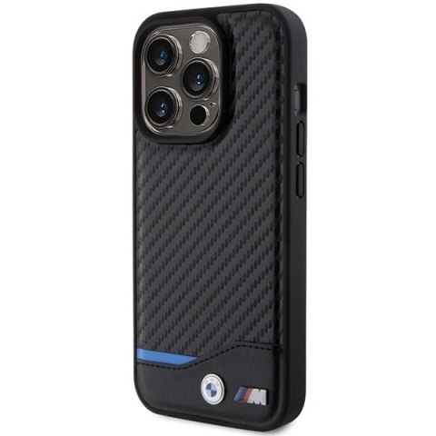 Etui BMW Leather Carbon na iPhone 15 Pro - czarne Etui BMW Leather Carbon na iPhone 15 Pro - czarne