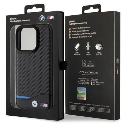 Etui BMW Leather Carbon na iPhone 15 Pro - czarne Etui BMW Leather Carbon na iPhone 15 Pro - czarne