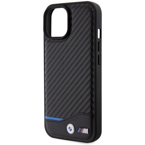 Etui BMW Leather Carbon na iPhone 15 - czarne Etui BMW Leather Carbon na iPhone 15 - czarne