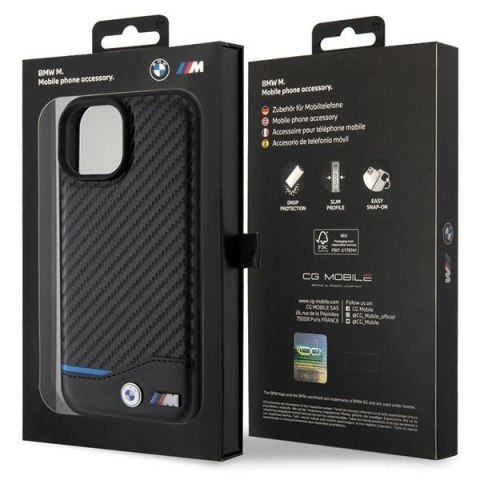 Etui BMW Leather Carbon na iPhone 15 - czarne Etui BMW Leather Carbon na iPhone 15 - czarne