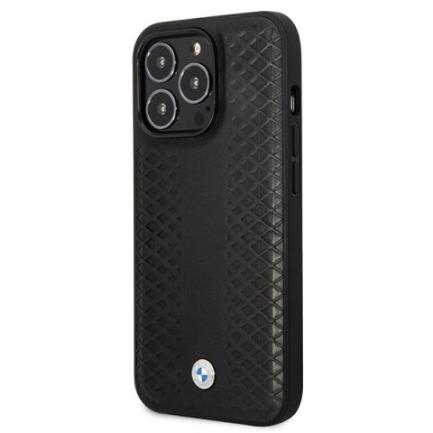 Etui BMW Leather Diamond Pattern na iPhone 14 Pro - czarne Etui BMW Leather Diamond Pattern na iPhone 14 Pro - czarne