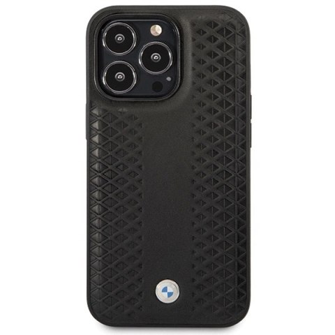 Etui BMW Leather Diamond Pattern na iPhone 14 Pro - czarne Etui BMW Leather Diamond Pattern na iPhone 14 Pro - czarne