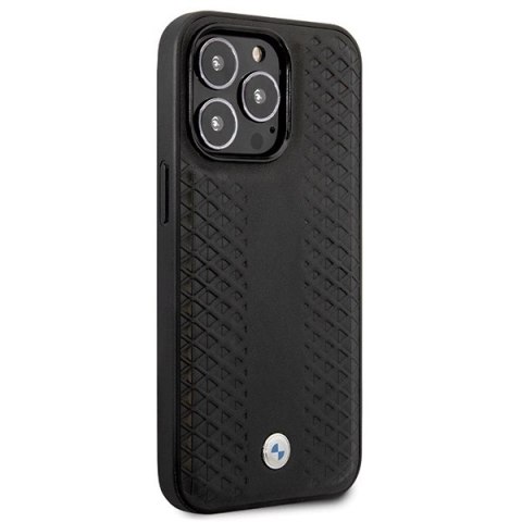 Etui BMW Leather Diamond Pattern na iPhone 14 Pro - czarne Etui BMW Leather Diamond Pattern na iPhone 14 Pro - czarne