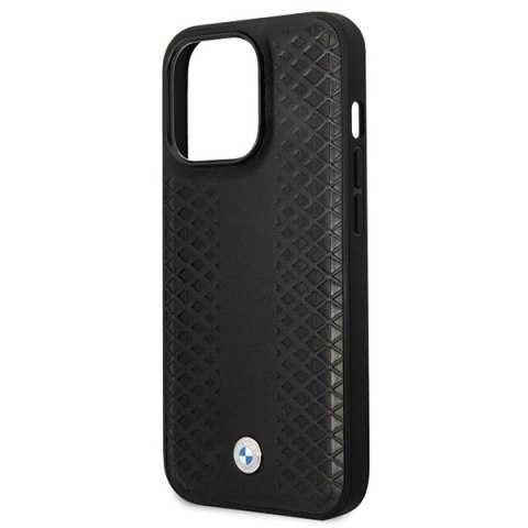 Etui BMW Leather Diamond Pattern na iPhone 14 Pro - czarne Etui BMW Leather Diamond Pattern na iPhone 14 Pro - czarne