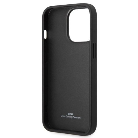 Etui BMW Leather Diamond Pattern na iPhone 14 Pro - czarne Etui BMW Leather Diamond Pattern na iPhone 14 Pro - czarne