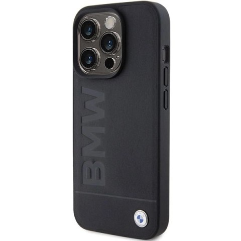 Etui BMW Leather Hot Stamp na iPhone 15 Pro - czarne Etui BMW Leather Hot Stamp na iPhone 15 Pro - czarne