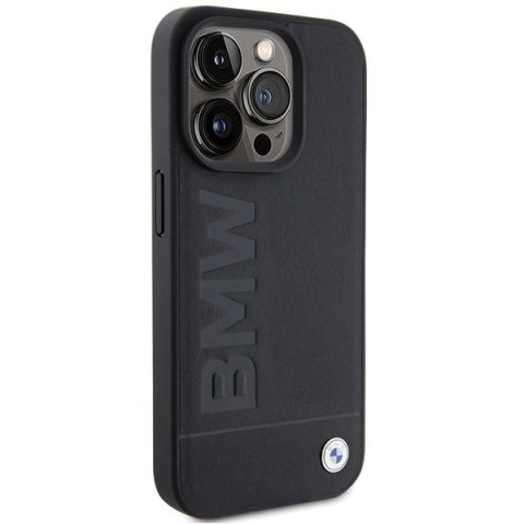 Etui BMW Leather Hot Stamp na iPhone 15 Pro - czarne Etui BMW Leather Hot Stamp na iPhone 15 Pro - czarne
