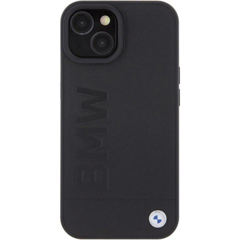 Etui BMW MagSafe Leather Hot Stamp na iPhone 15 Plus - czarne Etui BMW MagSafe Leather Hot Stamp na iPhone 15 Plus - czarne