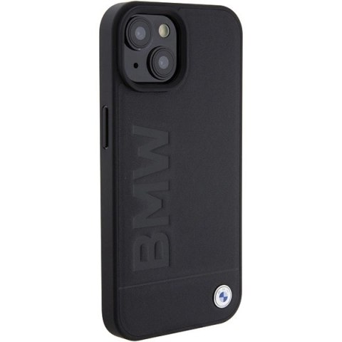 Etui BMW MagSafe Leather Hot Stamp na iPhone 15 Plus - czarne Etui BMW MagSafe Leather Hot Stamp na iPhone 15 Plus - czarne