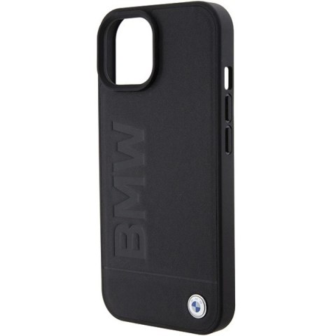 Etui BMW MagSafe Leather Hot Stamp na iPhone 15 Plus - czarne Etui BMW MagSafe Leather Hot Stamp na iPhone 15 Plus - czarne