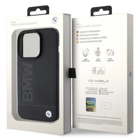 Etui BMW MagSafe Leather Hot Stamp na iPhone 15 Pro Max - czarne Etui BMW MagSafe Leather Hot Stamp na iPhone 15 Pro Max - czarne