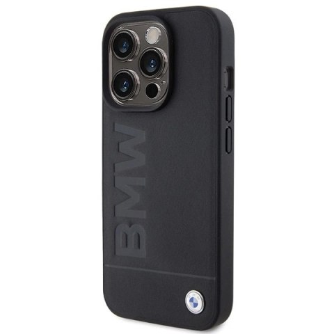 Etui BMW MagSafe Leather Hot Stamp na iPhone 15 Pro - czarne Etui BMW MagSafe Leather Hot Stamp na iPhone 15 Pro - czarne