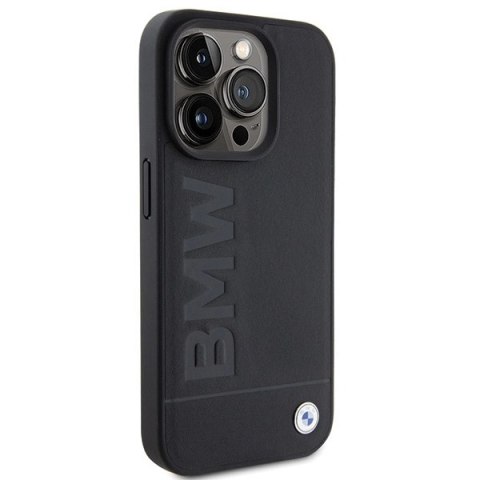 Etui BMW MagSafe Leather Hot Stamp na iPhone 15 Pro - czarne Etui BMW MagSafe Leather Hot Stamp na iPhone 15 Pro - czarne