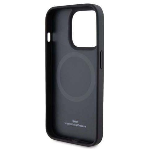 Etui BMW MagSafe Leather Hot Stamp na iPhone 15 Pro - czarne Etui BMW MagSafe Leather Hot Stamp na iPhone 15 Pro - czarne