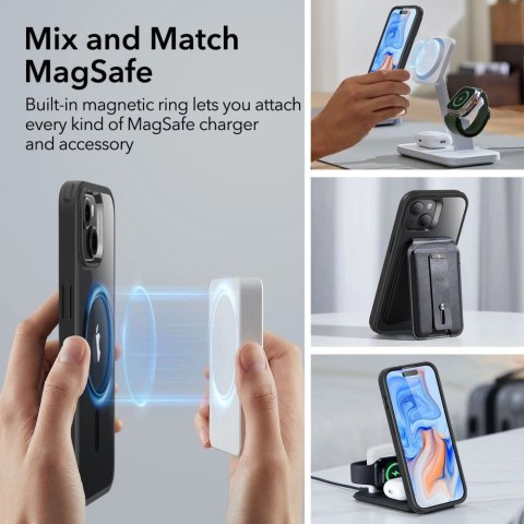 Etui ESR Classic Hybrid Halolock MagSafe na iPhone 15 Plus - przezroczysto-czarne