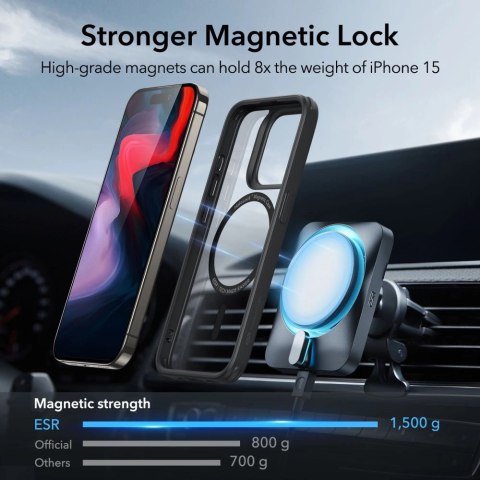 Etui ESR Classic Hybrid Halolock MagSafe na iPhone 15 Pro Max - przezroczysto-czarne