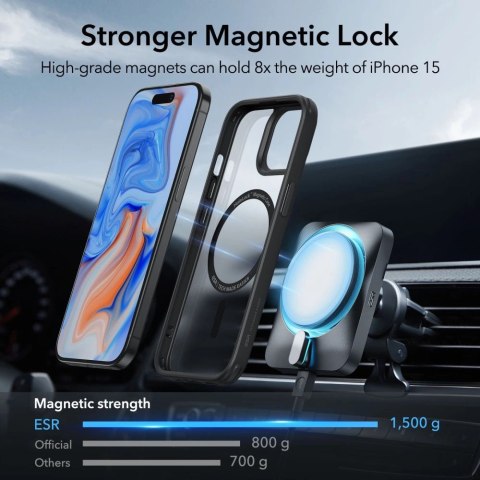 Etui ESR Classic Hybrid Halolock z MagSafe na iPhone 15 - matowo-czarne