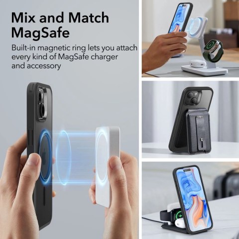 Etui ESR Classic Hybrid Halolock z MagSafe na iPhone 15 - matowo-czarne