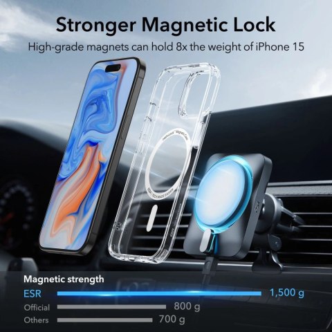 Etui ESR Classic Hybrid Halolock z MagSafe na iPhone 15 - przezroczyste