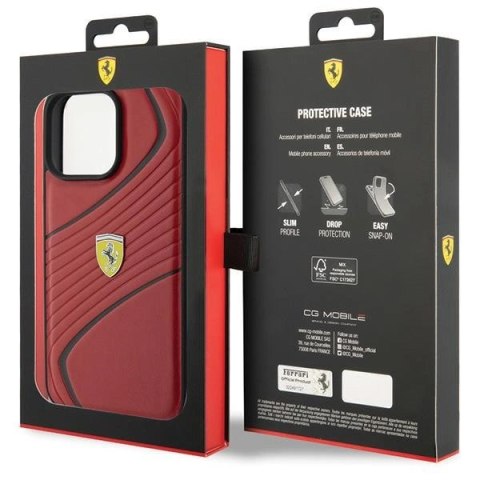 Etui Ferrari Twist Metal Logo na iPhone 15 Pro Max - czerwone