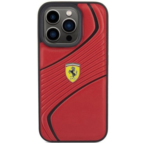 Etui Ferrari Twist Metal Logo na iPhone 15 Pro - czerwone Etui Ferrari Twist Metal Logo na iPhone 15 Pro - czerwone