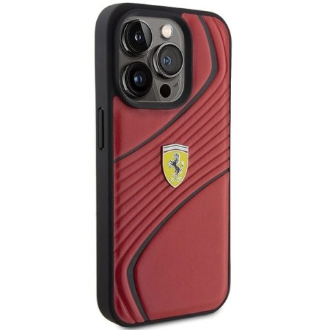 Etui Ferrari Twist Metal Logo na iPhone 15 Pro - czerwone Etui Ferrari Twist Metal Logo na iPhone 15 Pro - czerwone