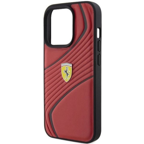 Etui Ferrari Twist Metal Logo na iPhone 15 Pro - czerwone Etui Ferrari Twist Metal Logo na iPhone 15 Pro - czerwone