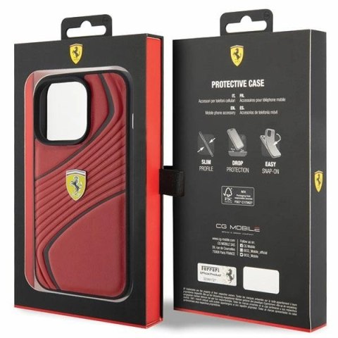 Etui Ferrari Twist Metal Logo na iPhone 15 Pro - czerwone Etui Ferrari Twist Metal Logo na iPhone 15 Pro - czerwone
