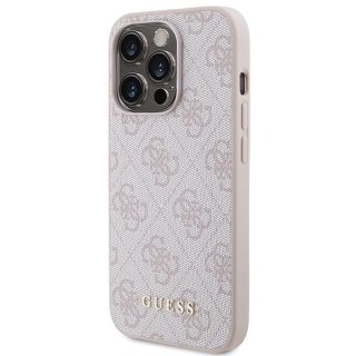 Etui Guess 4G Metal Gold Logo na iPhone 15 Pro - różowe