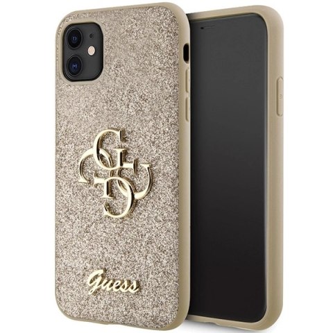 Etui Guess Glitter Script Big 4G na iPhone 11 / Xr - złote