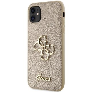 Etui Guess Glitter Script Big 4G na iPhone 11 / Xr - złote