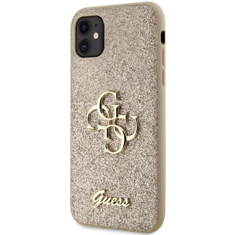 Etui Guess Glitter Script Big 4G na iPhone 11 / Xr - złote