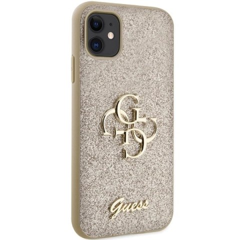 Etui Guess Glitter Script Big 4G na iPhone 11 / Xr - złote