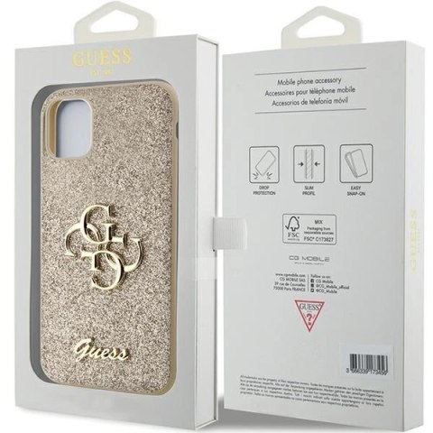 Etui Guess Glitter Script Big 4G na iPhone 11 / Xr - złote