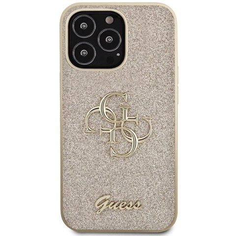 Etui Guess Glitter Script Big 4G na iPhone 13 Pro / iPhone 13 - złote