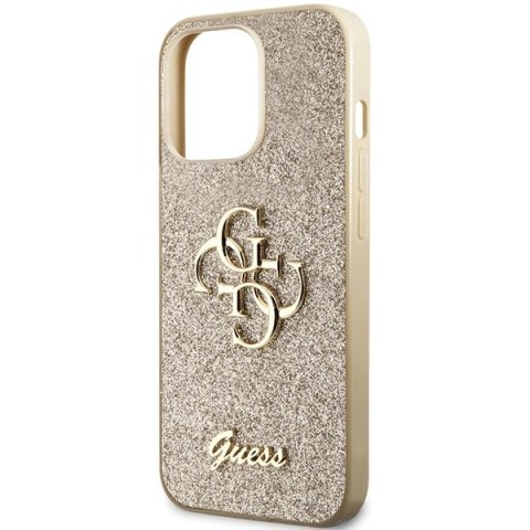 Etui Guess Glitter Script Big 4G na iPhone 13 Pro / iPhone 13 - złote