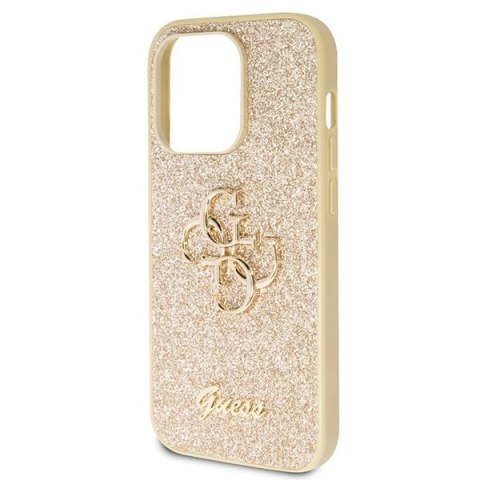 Etui Guess Glitter Script Big 4G na iPhone 14 Pro - złote