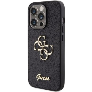 Etui Guess Glitter Script Big 4G na iPhone 15 Pro - czarne