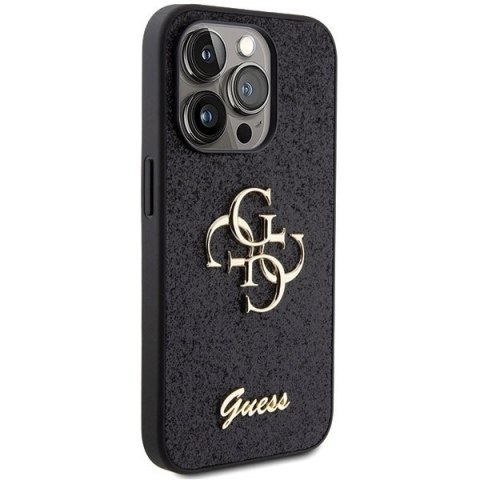 Etui Guess Glitter Script Big 4G na iPhone 15 Pro - czarne