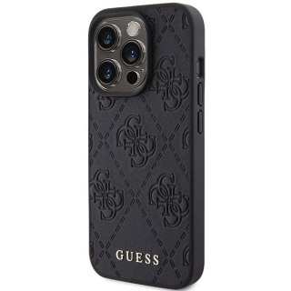 Etui Guess Leather 4G Stamped na iPhone 15 Pro - czarne