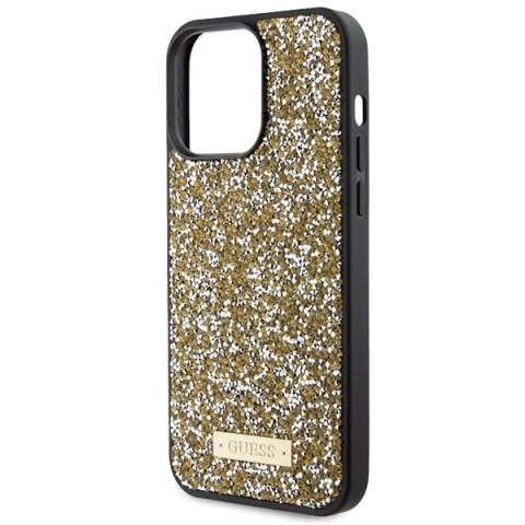 Etui Guess Rhinestone Metal Logo na iPhone 15 Pro - żółte