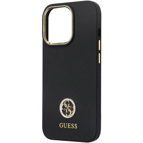 Etui Guess Silicone Logo Strass 4G na iPhone 13 Pro / iPhone 13 - czarne